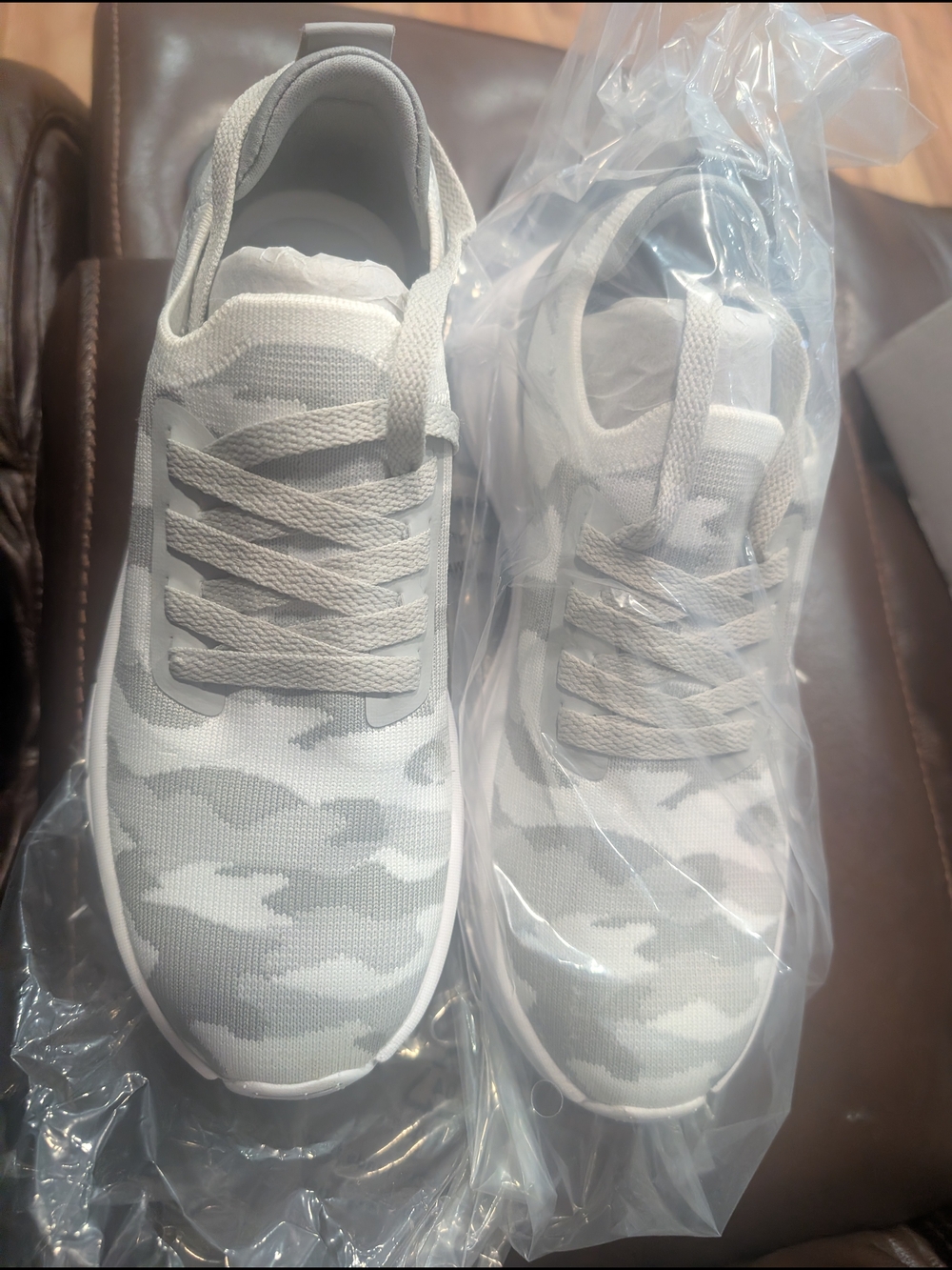 Women's Lightweight Gray Camo Knit Sneakers